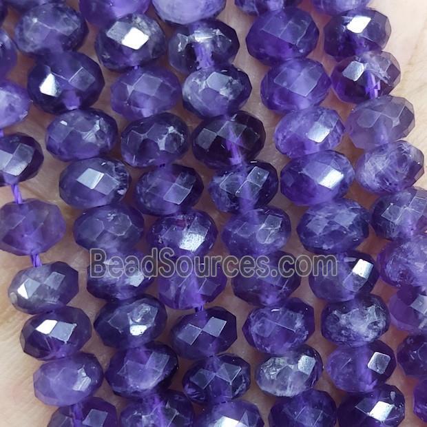 Natural Amethyst Beads Purple Faceted Rondelle