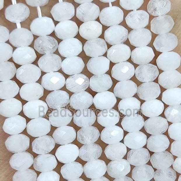 Natural White Moonstone Beads Faceted Rondelle