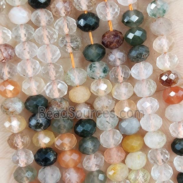 Natural Rutilated Quartz Mixed Color Faceted Rondelle