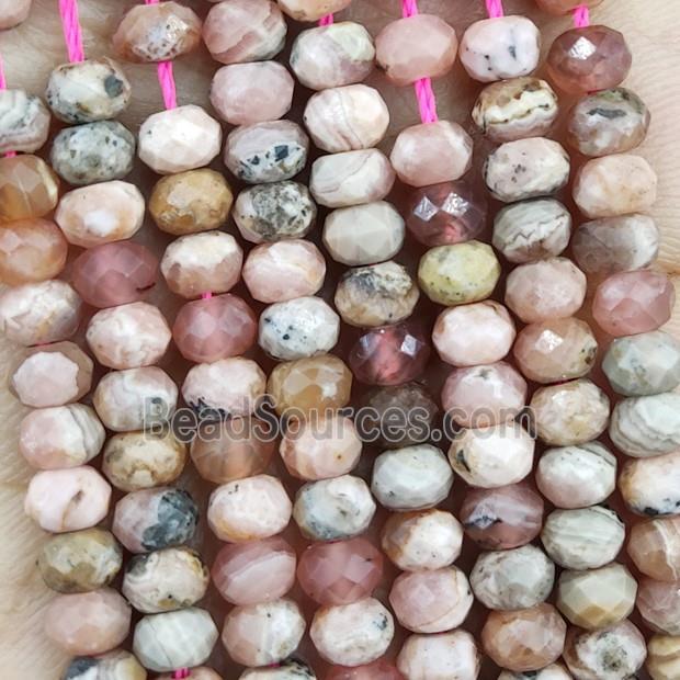 Natural Rhodochrosite Beads Pink Faceted Rondelle