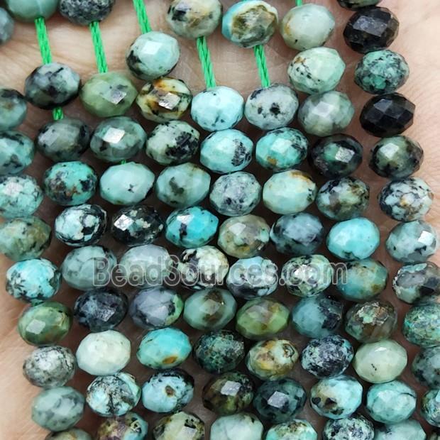 Natural African Turquoise Beads Green Faceted Rondelle