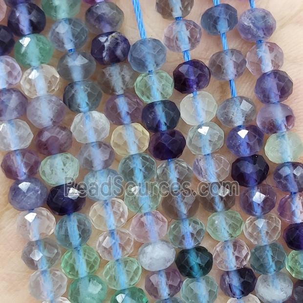 Natural Fluorite Beads Multicolor Faceted Rondelle