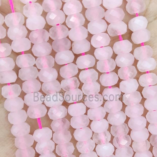 Natural Pink Rose Quartz Beads Faceted Rondelle