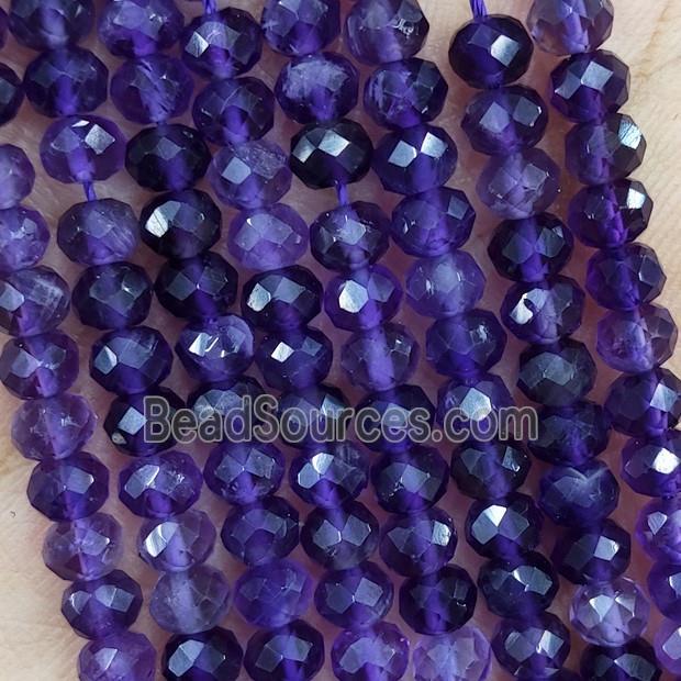 Natural Amethyst Beads Purple Faceted Rondelle