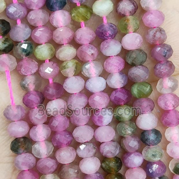 Natural Pink Tourmaline Beads Faceted Rondelle