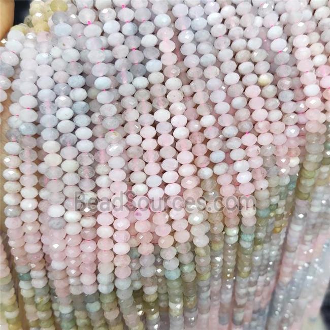 Natural Morganite Beads Multicolor Faceted Rondelle