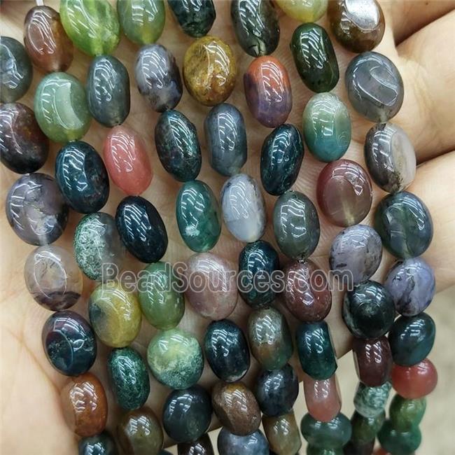 Natural Indian Agate Oval Beads Multicolor