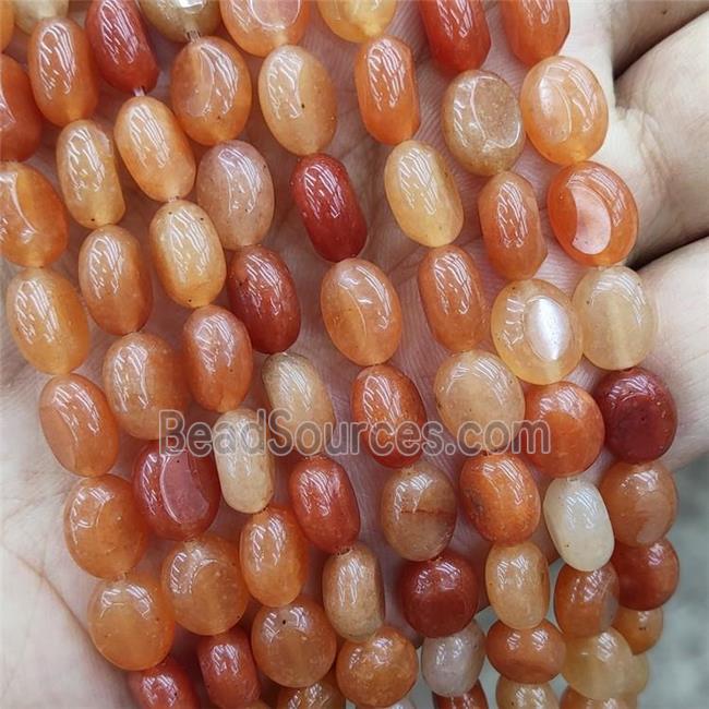 Natural Red Aventurine Oval Beads