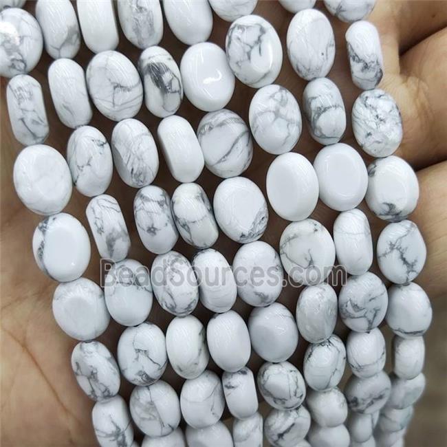 White Howlite Turquoise Oval Beads