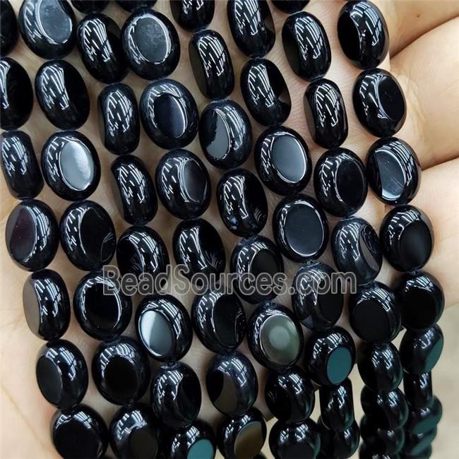 Natural Agate Oval Beads Black Dye