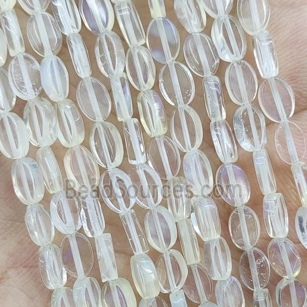 Synthetic Quartz Oval Beads Clear