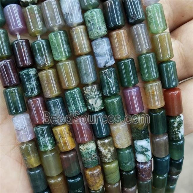 Natural Indian Agate Tube Beads Multicolor