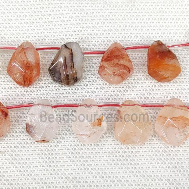 Natural Red Hematoid Quartz Teardrop Beads Topdrilled