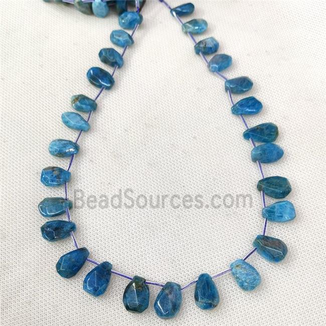 Natural Apatite Beads Blue Faceted Teardrop Topdrilled