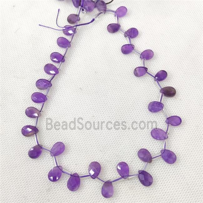 Natural Amethyst Beads Purple Faceted Teardrop Topdrilled