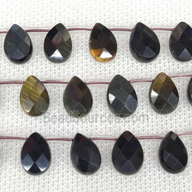 Natural Tiger Eye Stone Beads Faceted Teardrop Topdrilled