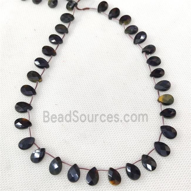 Natural Tiger Eye Stone Beads Faceted Teardrop Topdrilled