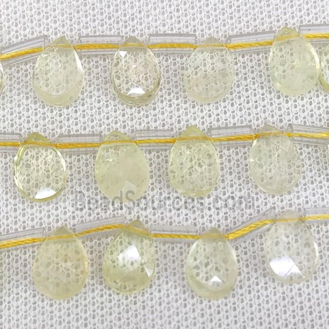 Natural Lemon Quartz Beads Faceted Teardrop Topdrilled