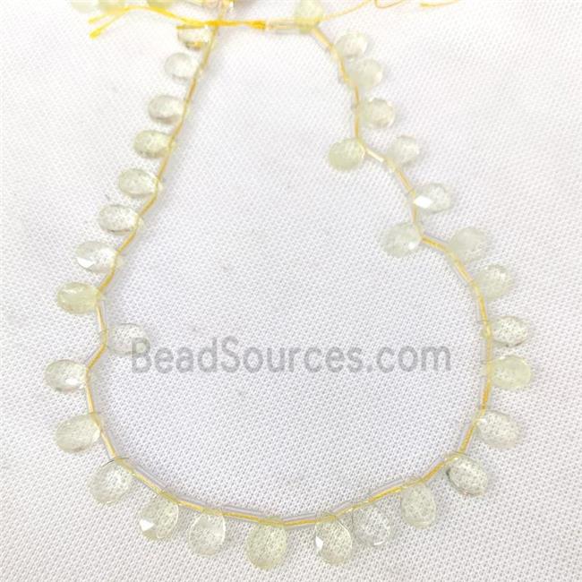 Natural Lemon Quartz Beads Faceted Teardrop Topdrilled