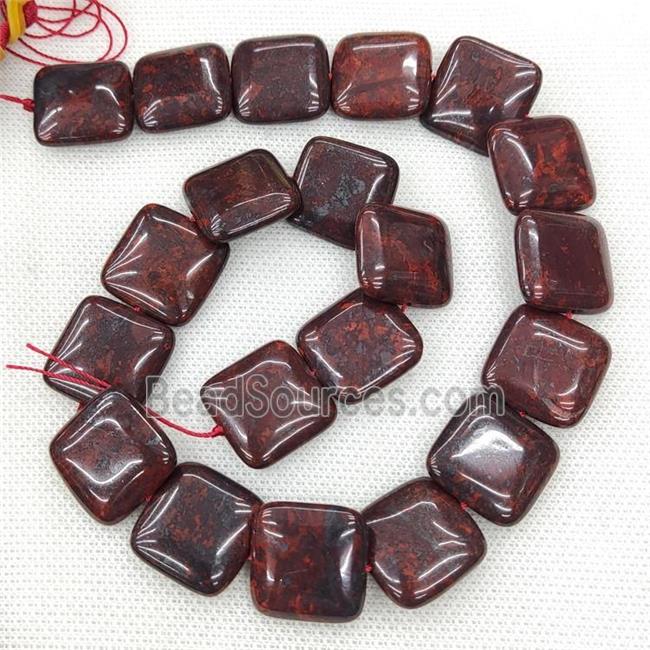 Natural Poppy Jasper Beads Red Square