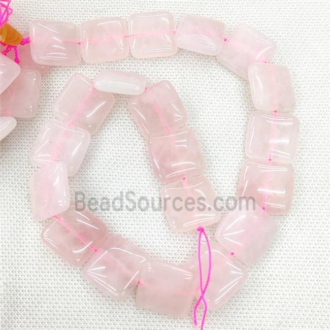 Natural Pink Rose Quartz Square Beads