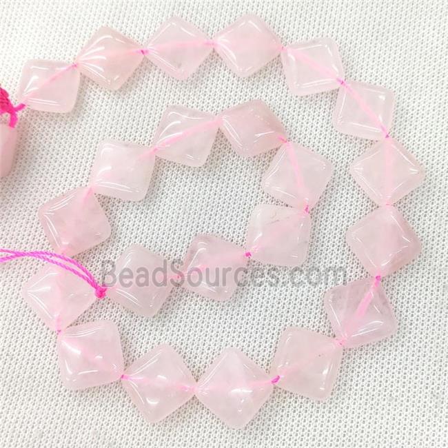 Natural Rose Quartz Beads Pink Square Corner-Drilled