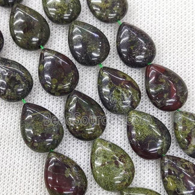 Natural Bloodstone Teardrop Beads