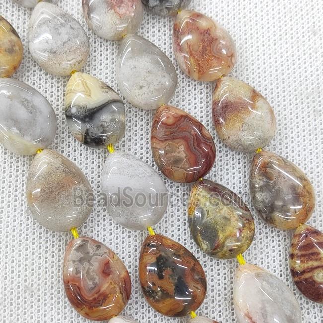 Natural Crazy Lace Agate Teardrop Beads Yellow