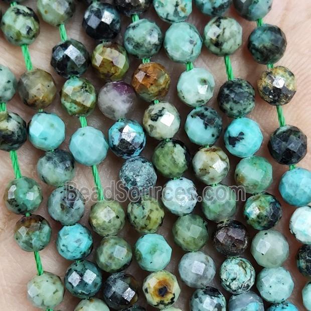 African Turquoise Beads Green Faceted Round