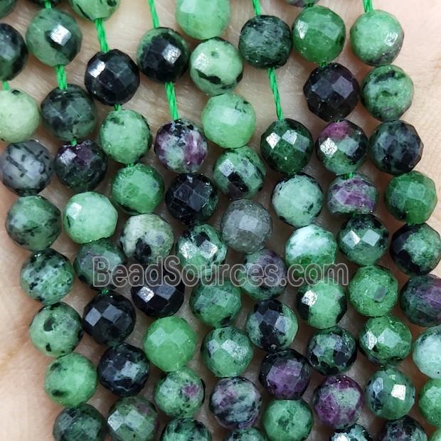 Natural Ruby Zoisite Beads Green Faceted Round