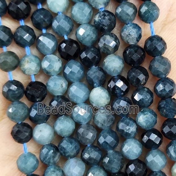 Natural Tourmaline Beads Blue Black Faceted Round