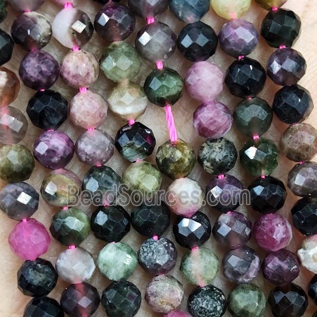 Natural Tourmaline Beads Multicolor Faceted Round