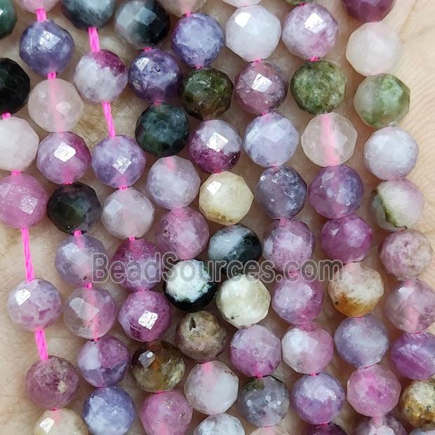 Natural Tourmaline Beads Multicolor Faceted Round