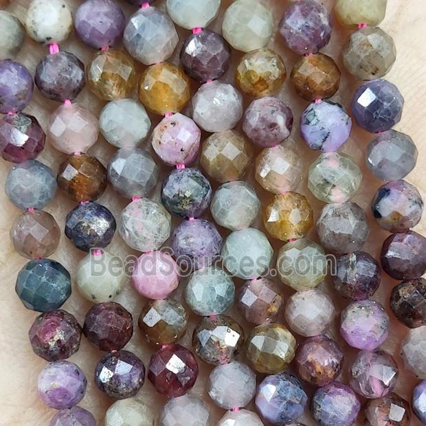 Natural Corundum Beads Multicolor Faceted Round