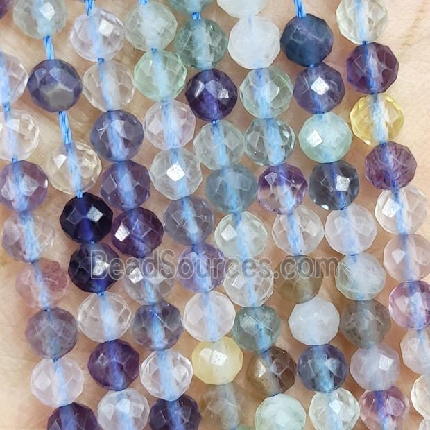 Natural Fluorite Beads Multicolor Faceted Round