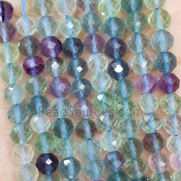 Natural Fluorite Beads Multicolor Faceted Round