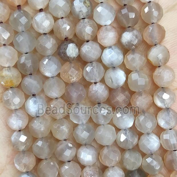 Natural Gray Moonstone Beads Faceted Round