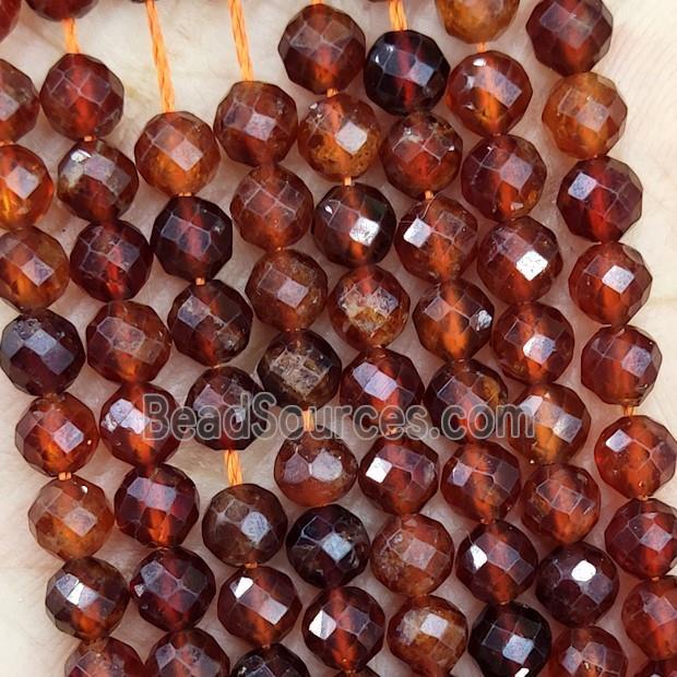 Natural Orange Garnet Beads Faceted Round