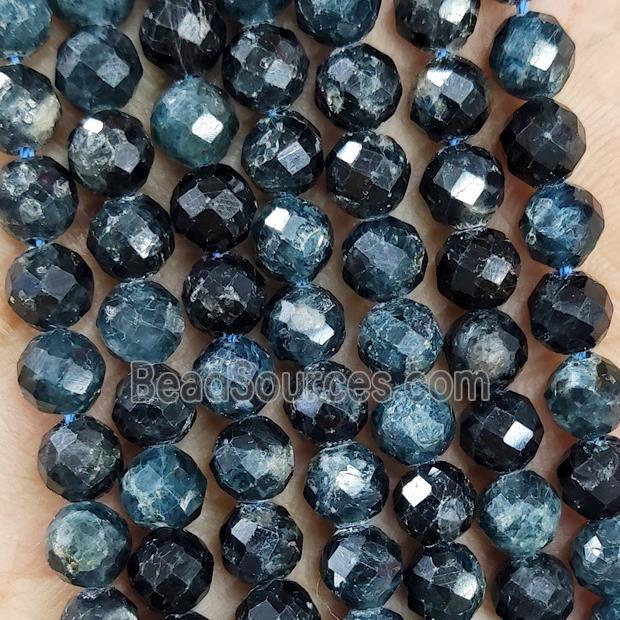 Natural Tourmaline Beads Blue Black Faceted Round