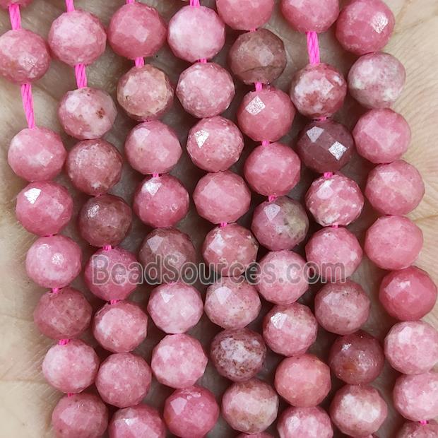 Natural Pink Rhodonite Beads Faceted Round