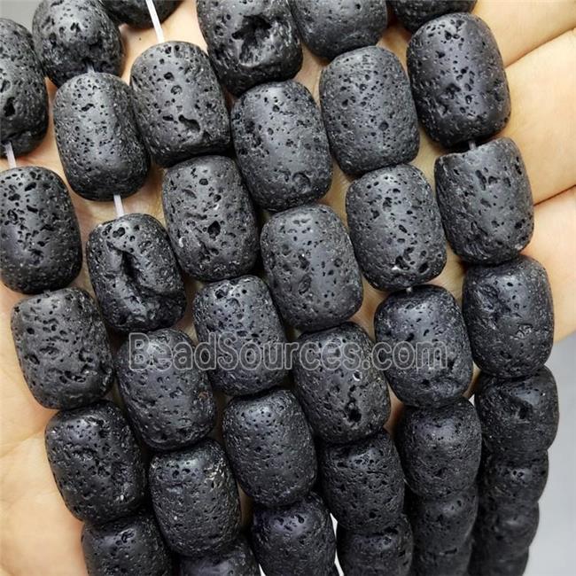 Black Lave Stone Barrel Beads