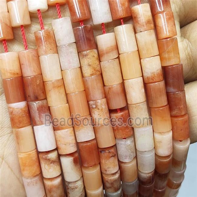 Red Aventurine Tube Beads