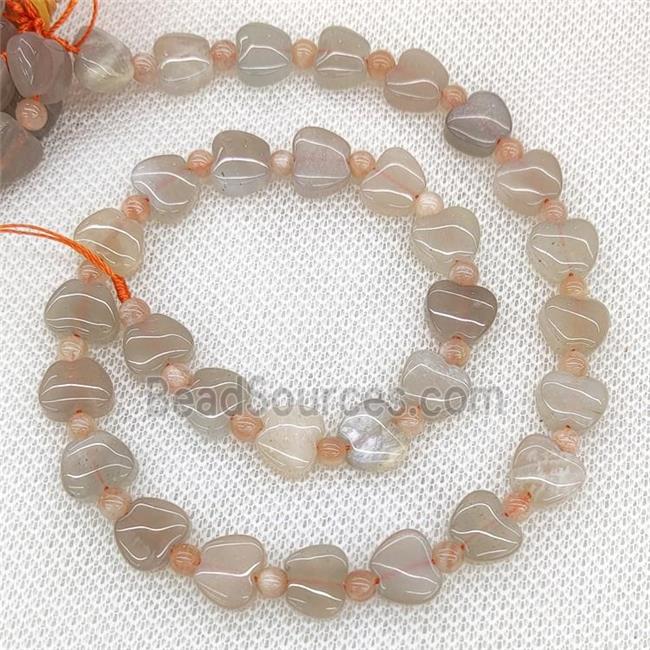 Natural Gray Moonstone Apple Beads