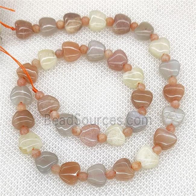 Natural Moonstone Apple Beads Multicolor