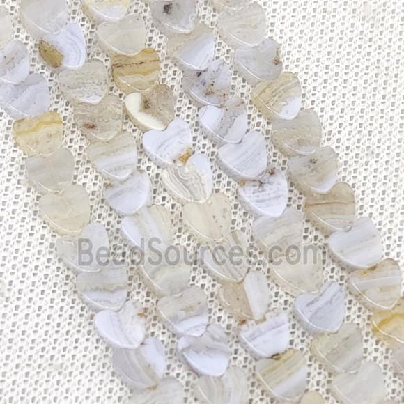 Natural Blue Lace Agate Heart Beads