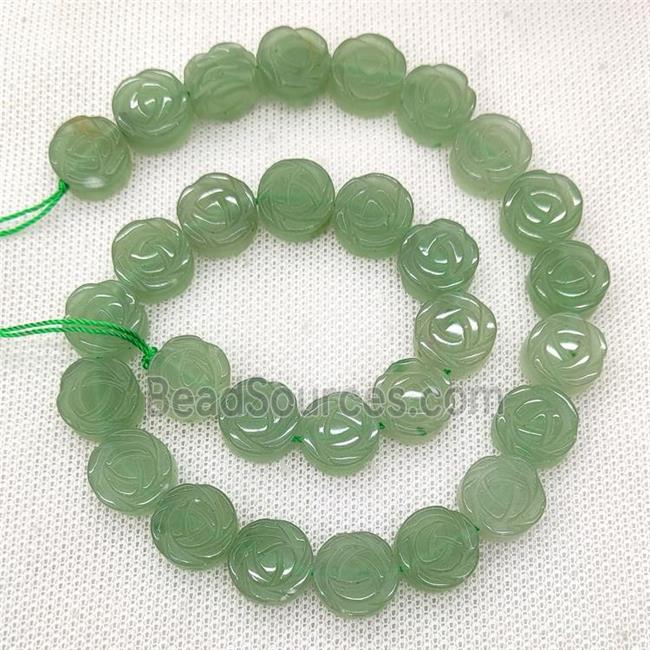 Natural Green Aventurine Flower Beads Carved