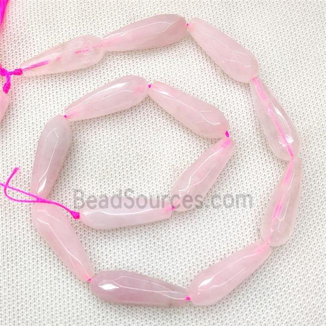 Natural Pink Rose Quartz Beads Faceted Teardrop