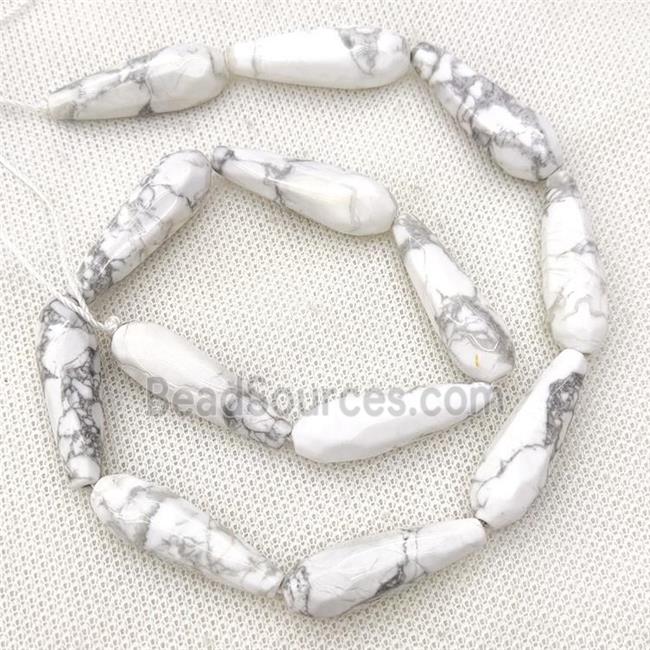 Natural White Howlite Turquoise Beads Faceted Teardrop