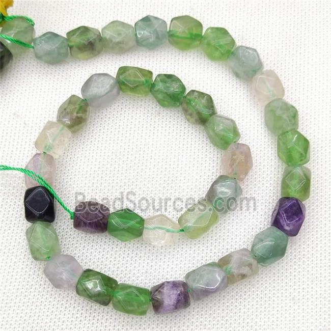 Natural Fluorite Beads Freeform Faceted Multicolor