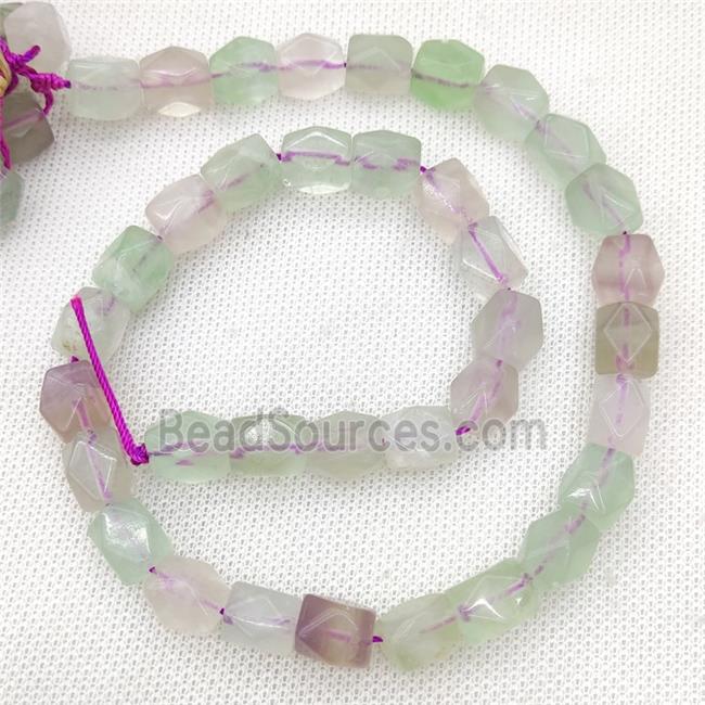 Natural Multicolor Fluorite Beads Freeform Faceted